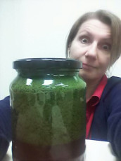 Another jar to drink! Day 3, at work and doing well. -Rose