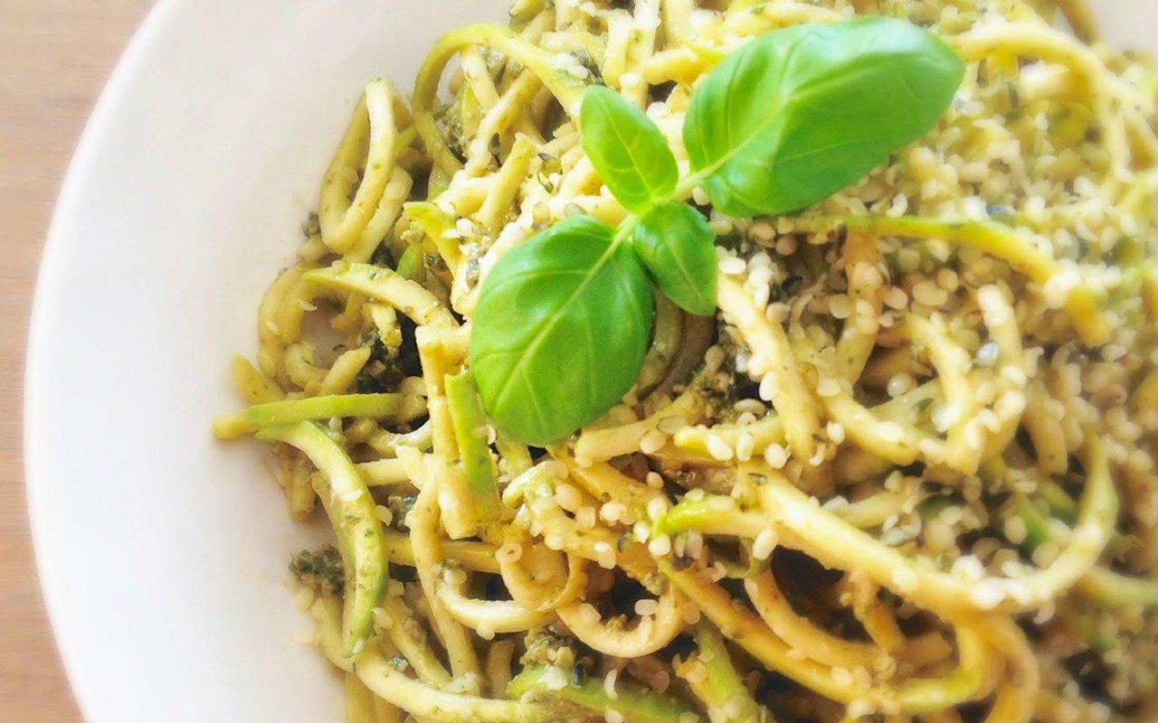 Creamy Pesto Zucchini Pasta With Peas